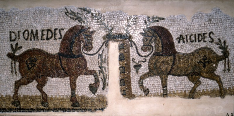 Roman Mosaic of Horses, Diomeder and Aicides, 2nd-3rd century. Artist: Unknown.