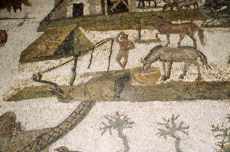 Roman Mosaic of horses drinking, c2nd-3rd century Artist: Unknown.