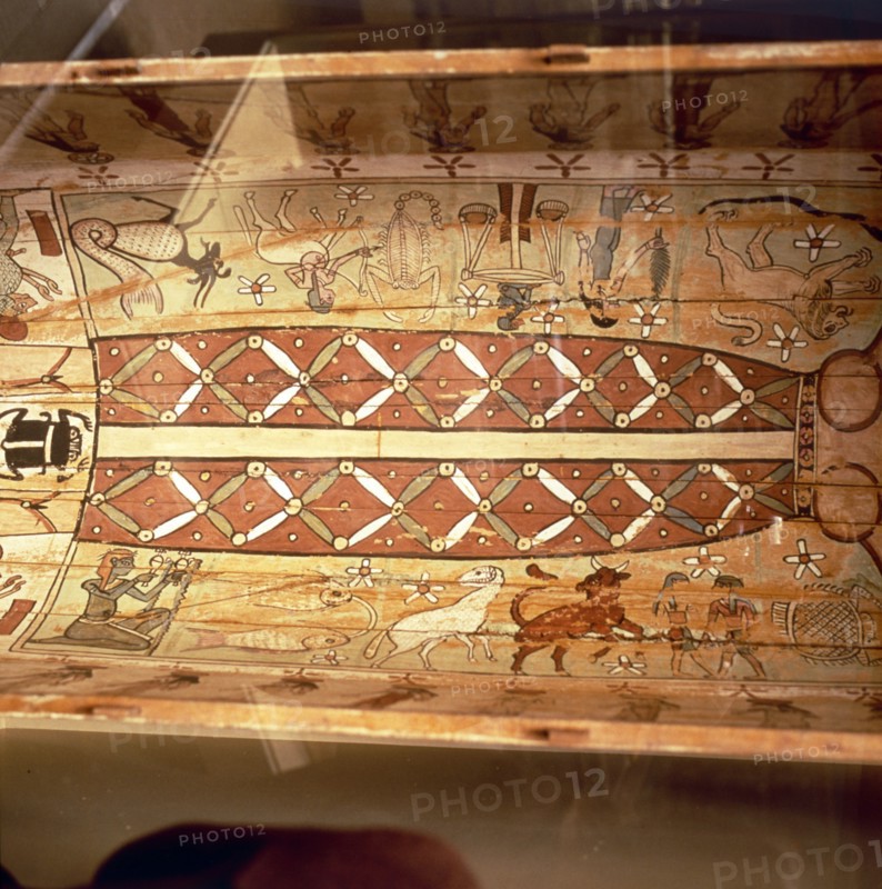 Interior of Egyptian Coffin with Sky - Goddess Nut and Zodiac Signs, 2nd century. Artist: Unknown.