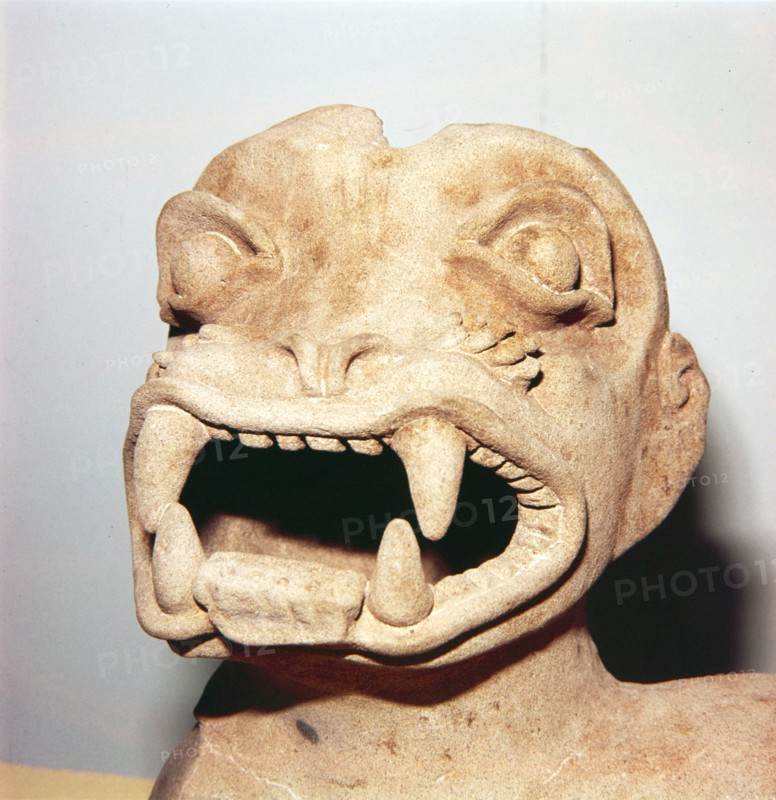 Head of Monster on Pot, from Ecuador, Pre Columbian. Artist: Unknown.