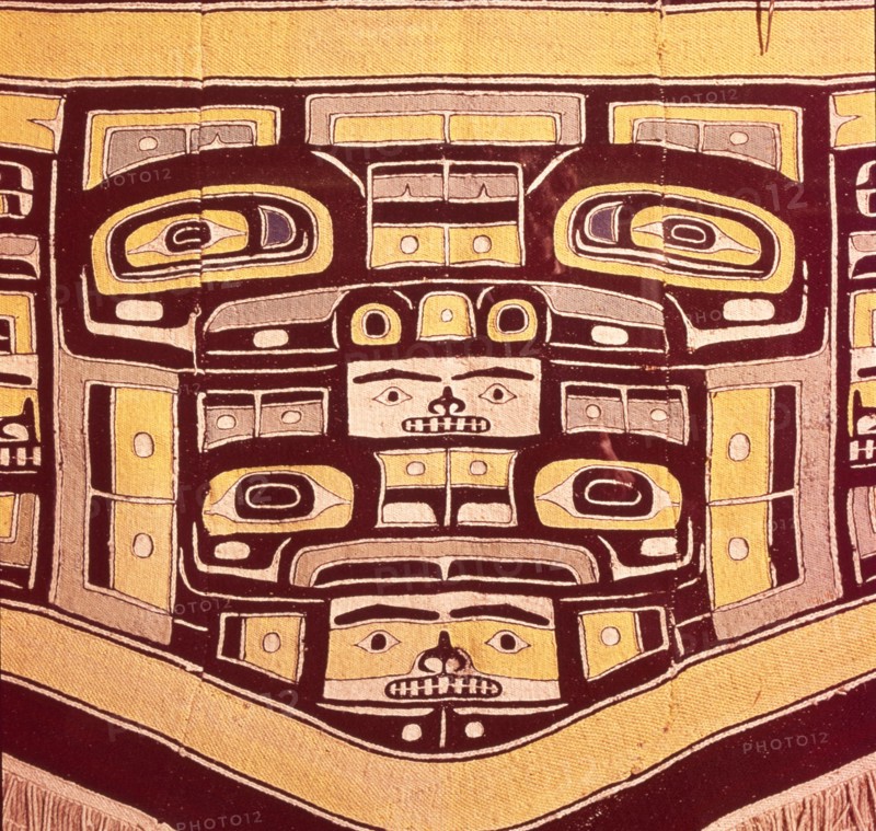Chief's Blanket with Bear Design, Totemism,Tungit Tribe, Pacific Northwest Coast Indians. Artist: Unknown.