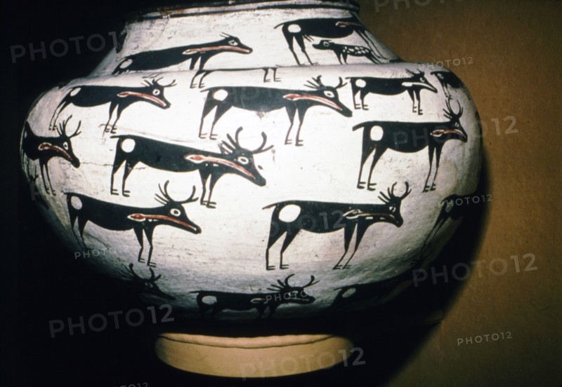 Pot Showing Deer,  Zuni Tribe, Pueblo Indian. Artist: Unknown.