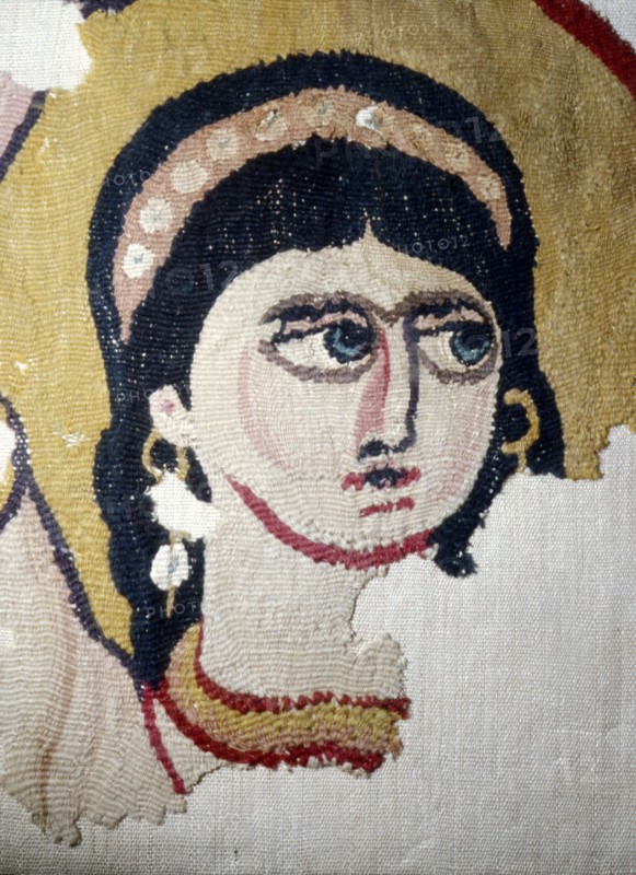 Coptic Textile, Female Head Portrait, Egypt, 6th-7th century.  Artist: Unknown.