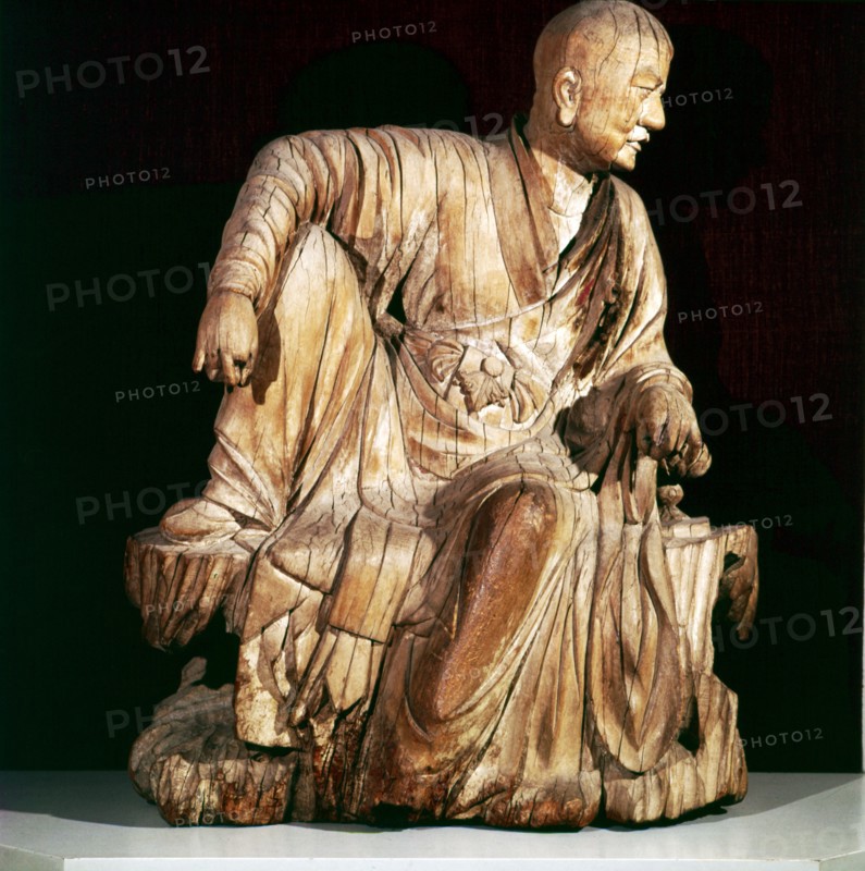 A Lohan (Disciple of Buddha), Chinese woodcarving, 14th century. Artist: Unknown.