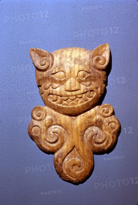 Wooden bridle ornament, Head of Tiger from  Altai, 5th century BC-4th century BC. Artist: Unknown.