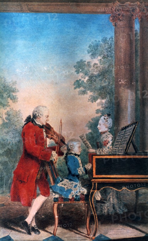 The Mozart family in Paris in 1763.  Artist: Louis de Carmontelle