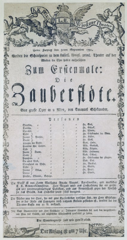 Poster for the opera The Magic Flute, 1791. Artist: Unknown