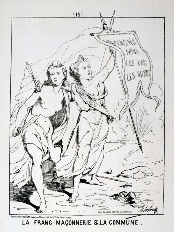 Allegory of 'la Franc-Maconnerie et la Commune', Paris Commune, 1871.  Artist: Anon