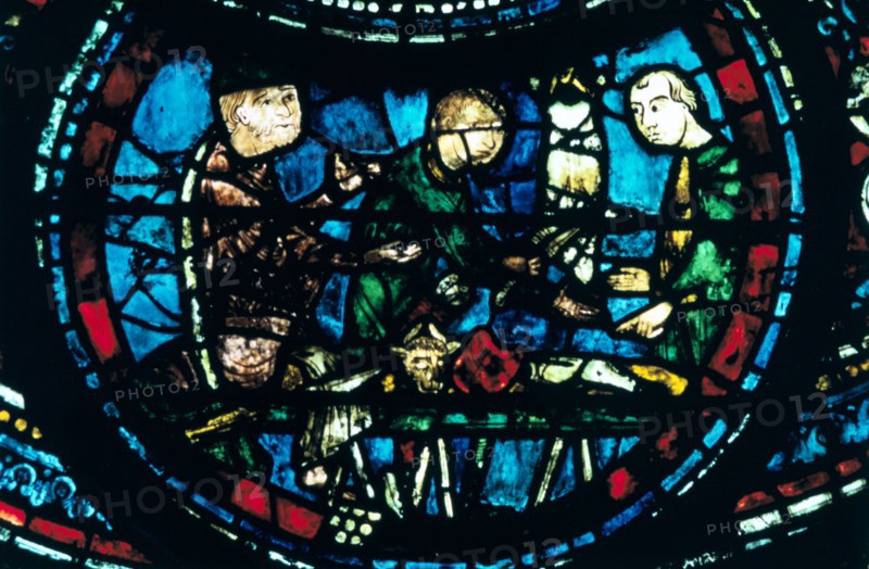 The Butchers, stained glass, Chartres Cathedral, France, 1194-1260. Artist: Unknown