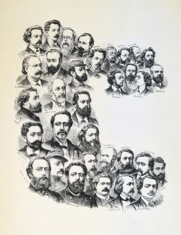 Poster with portraits of the Communards, Paris Commune, 1871.  Artist: Anon