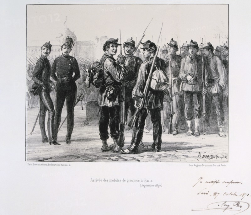 Troops from the provinces arriving in Paris before the Prussian siege, September 1870 (1871). Artist: Auguste Bry