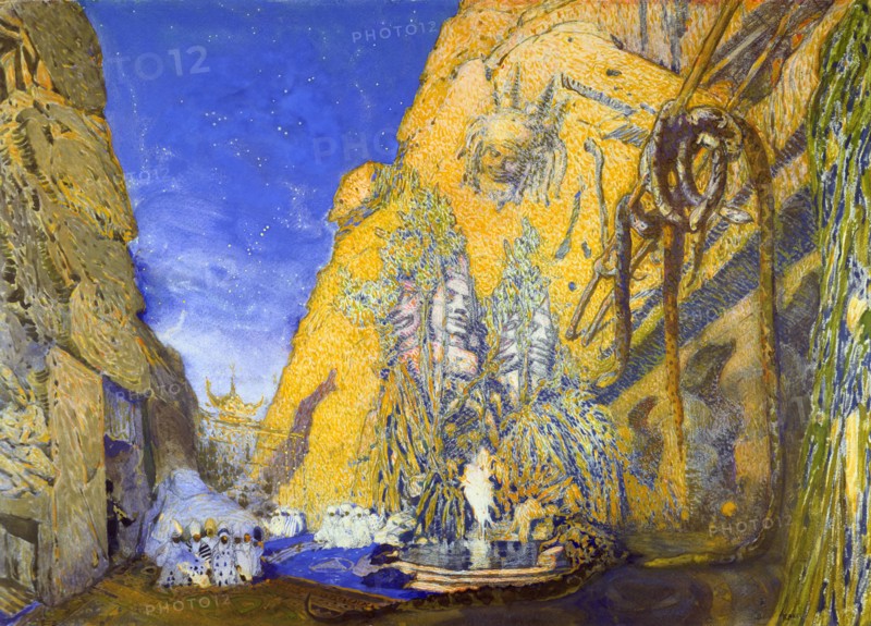 Set design for a Ballets Russes production of Le Dieu Bleu (The Blue God), 1911. Artist: Leon Bakst