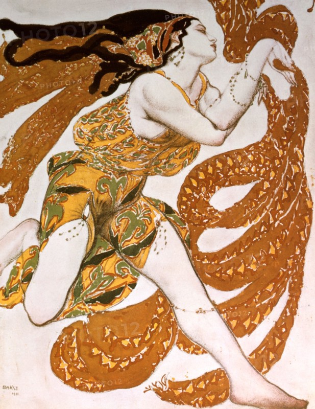 'Bacchante', costume design for a Ballets Russes production of Tcherepnin's Narcisse, 1911. Artist: Leon Bakst