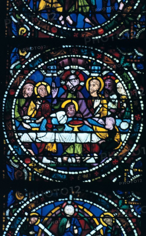 The Last Supper, stained glass, Chartres Cathedral, France, 1205-1215. Artist: Unknown