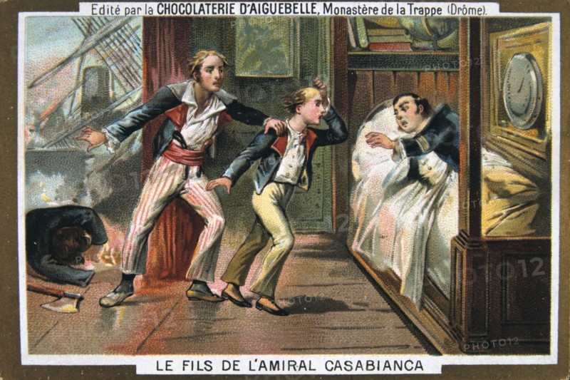 The death of Admiral Casabianca and his son at the Battle of the Nile, 1798, (19th century). Artist: Unknown