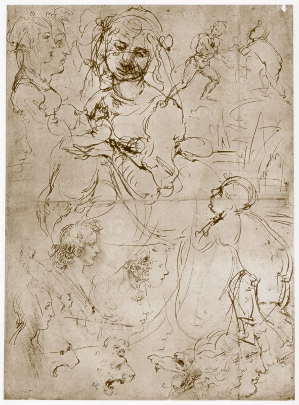 'Kneeling Madonna with the Child and St.John', 1478-1480. Artist: Leonardo da Vinci