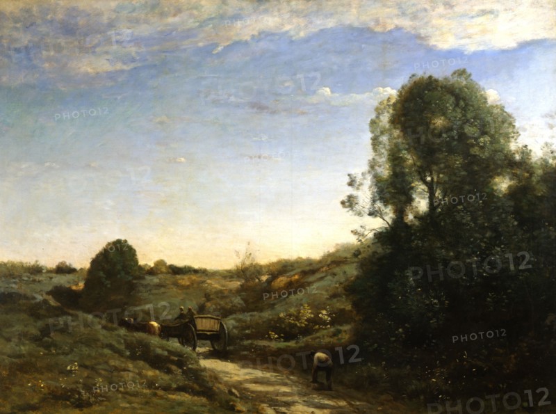 'The Horsecart, Memory of Marcoussis near Montlhery', 1855.  Artist: Jean-Baptiste-Camille Corot