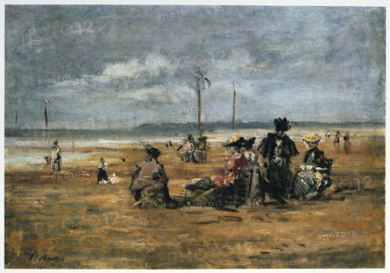 'On the Beach', 1880. Artist: Eugene Louis Boudin