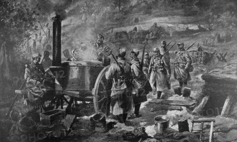 'Distribution of Soup at the Front', 1915. Artist: Unknown