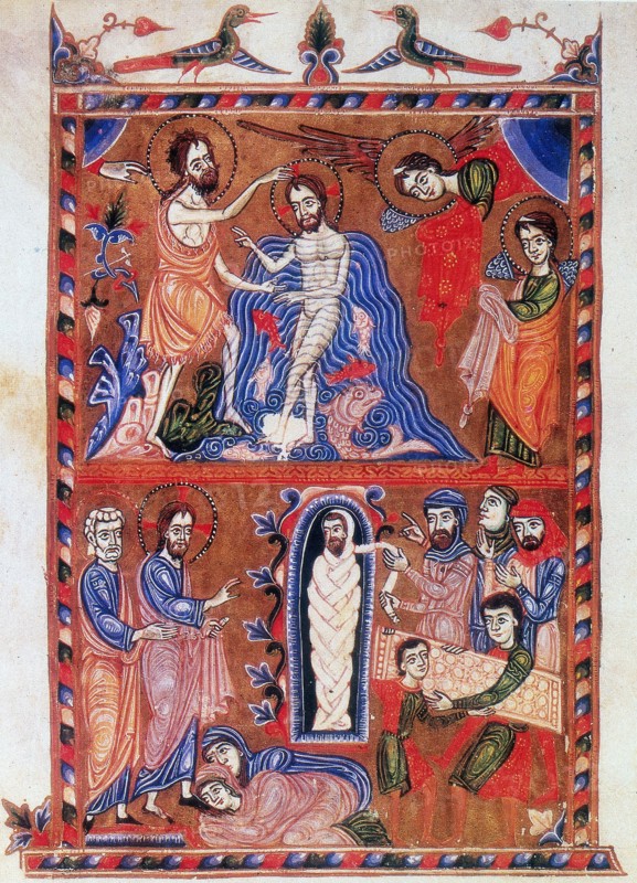 'Baptism of Jesus and the Raising of Lazarus', 1336. Artist: Sargis Pidsak