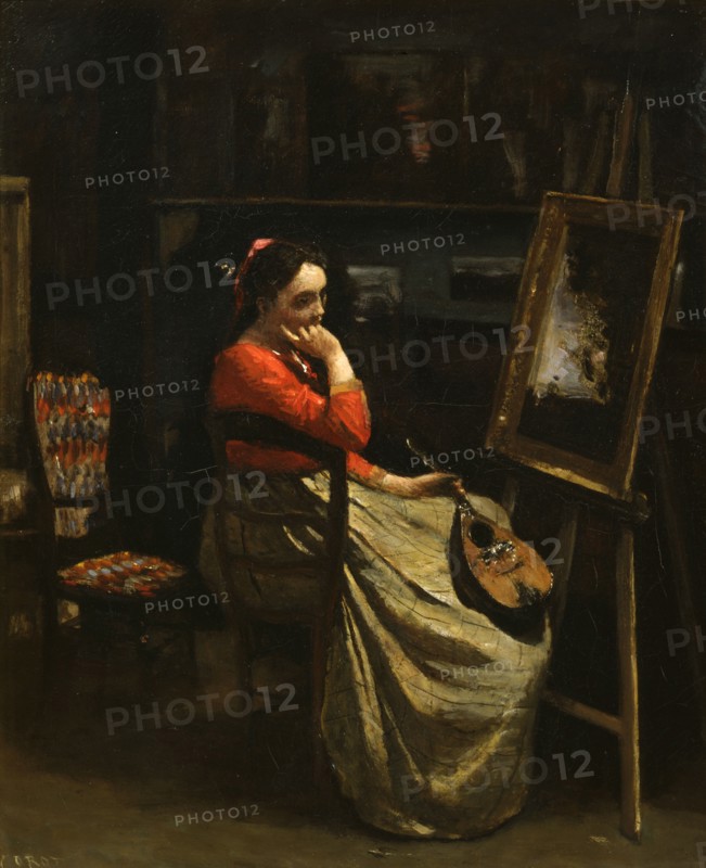 'The Workshop of Corot, Young Woman with Red Blouse', 1865-1870.  Artist: Jean-Baptiste-Camille Corot