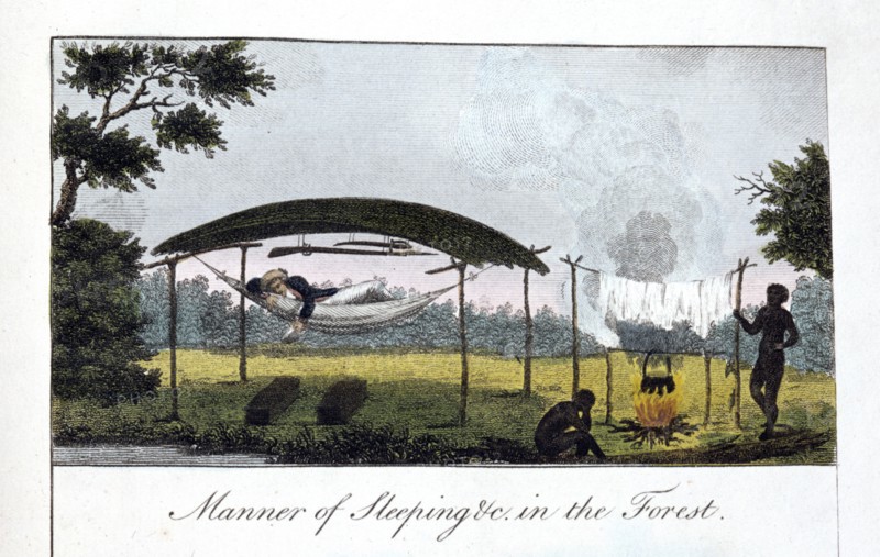 'Manner of Sleeping in the Forest', 1813.  Artist: John Gabriel Stedman