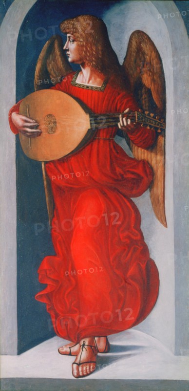 'An Angel in Red with a Lute', 1490-1499. Artist: Leonardo da Vinci