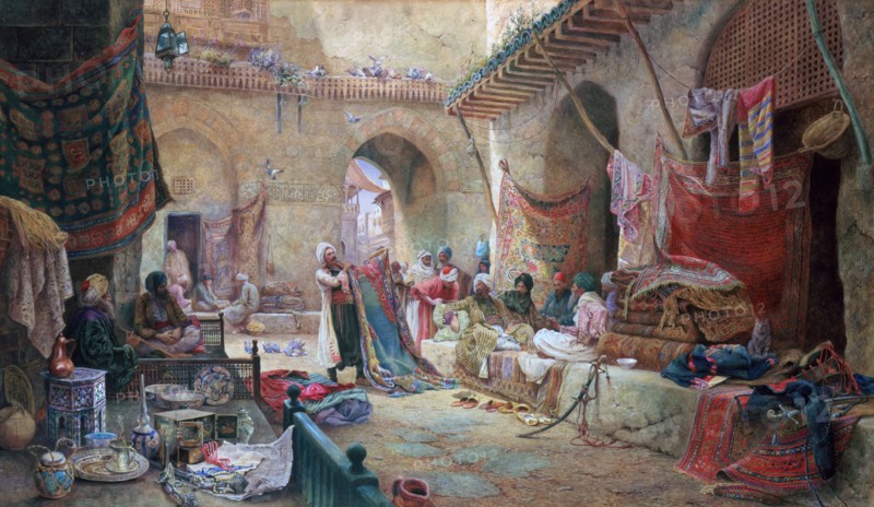 'Carpet Bazaar, Cairo', 1887. Artist: Charles Robertson