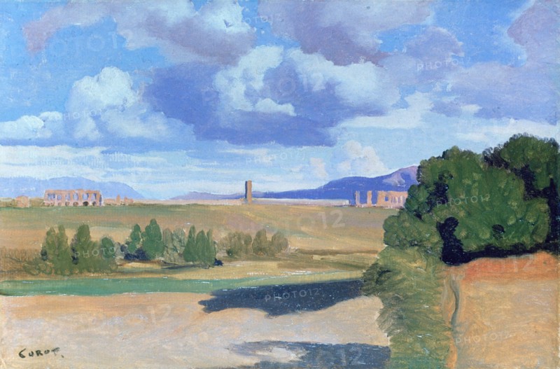 'The Roman Campagna, with the Claudian Aqueduct', c1826. Artist: Jean-Baptiste-Camille Corot