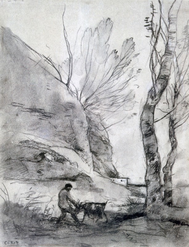 'Man Struggling with a Goat', c1816-1875. Artist: Jean-Baptiste-Camille Corot