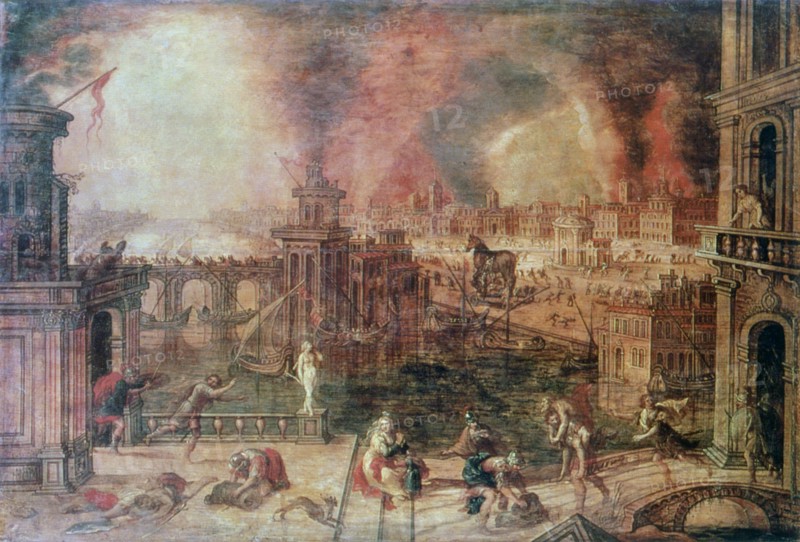 'The Fire of Troy', c. late 16th century. Artist: Kerstiaen de Keuninck