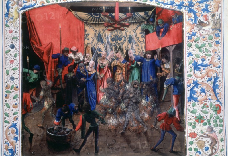 'Ball of the Burning Men', 1393. (c1470). Artist: Unknown