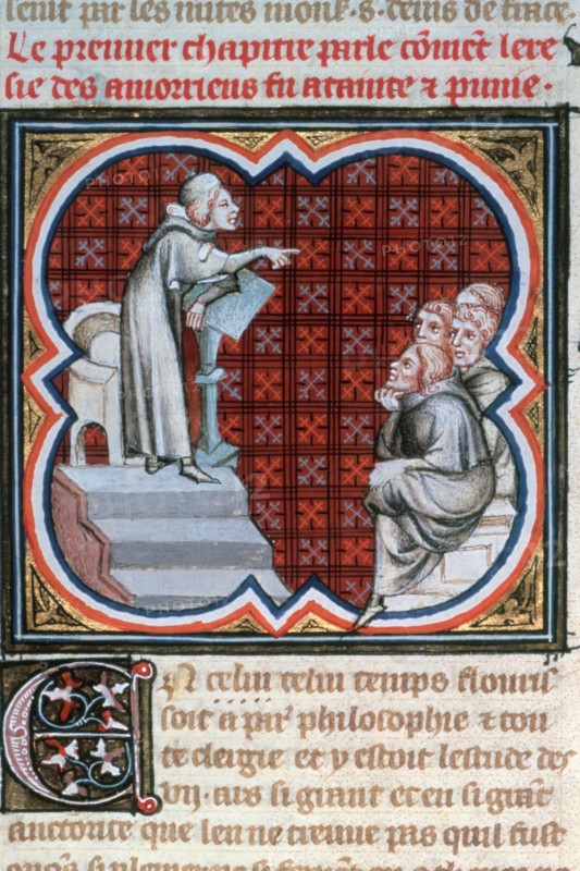 Amalric of Bena teaching, c1200, (1375-1379). Artist: Unknown