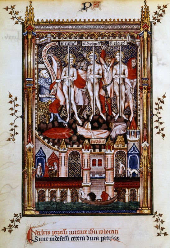Flagellation of St Denis, St Rustic and St Eleutherius, 1317. Artist: Unknown