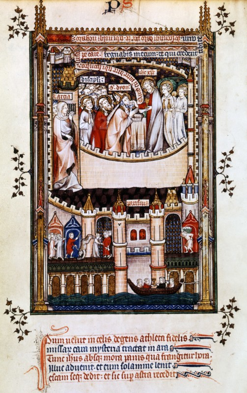 Christ gives communion to St Denis, 1317. Artist: Unknown