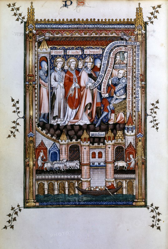 Sisinnius exhorts St Denis to renounce his faith, 1317. Artist: Unknown
