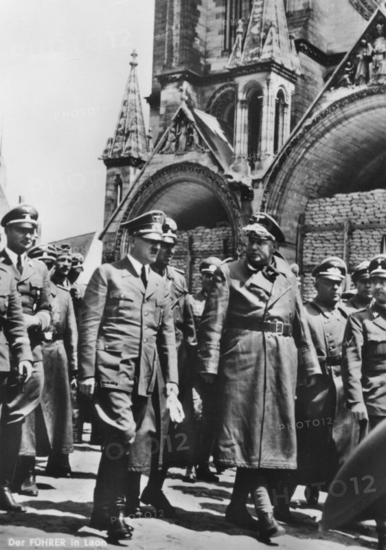 Adolf Hitler visiting the occupied city of Laon, France, World War II, 1940. Artist: Unknown