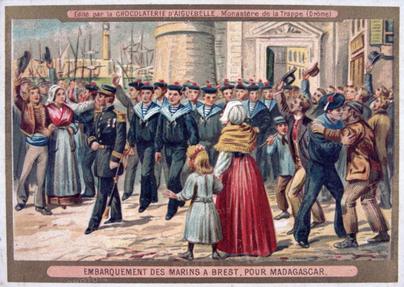 'Embarkation of the Marines at Brest for Madagascar', 1883. Artist: Unknown