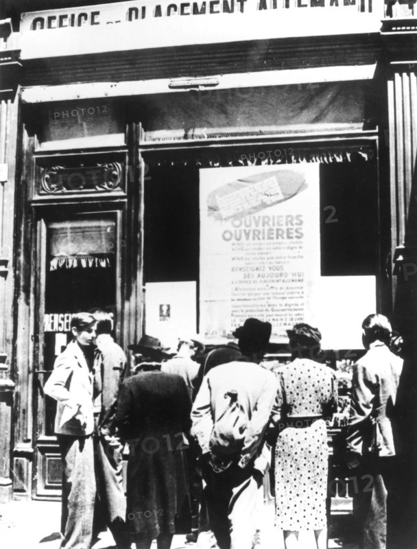 Citizens of Paris outside a German labour recruitment office, 1940-1944. Artist: Unknown