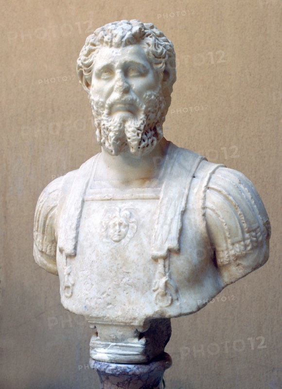 Marble bust of Roman Emperor Lucius Septimius Severus. Artist: Unknown