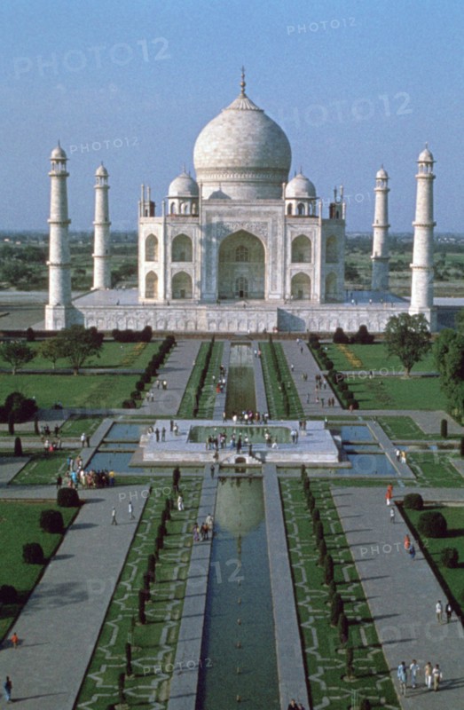 The Taj Mahal, from the top of the entrance gate, Agra, India. Artist: Unknown