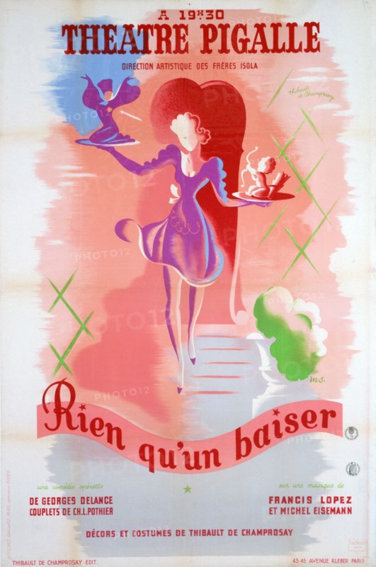 Poster for Just a Kiss, at the Théâtre Pigalle, Paris, 20th century. Artist: Unknown