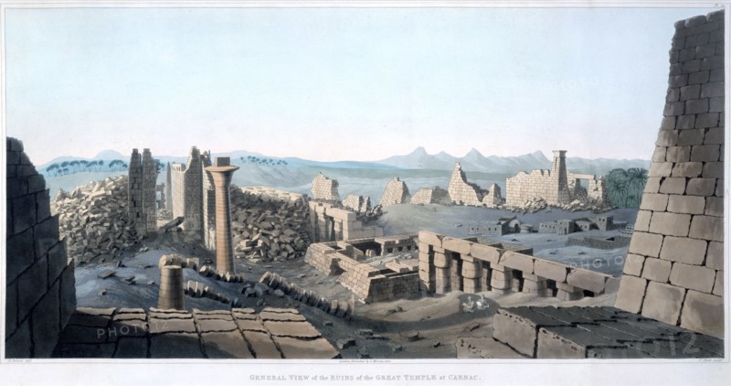 General View of the Ruins of the Great Temple at Carnac', Egypt, 1820. Artist: I Clark