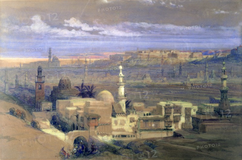 'Cairo from the Gate of Citizenib, looking towards the Desert of Suez', 19th century. Artist: David Roberts