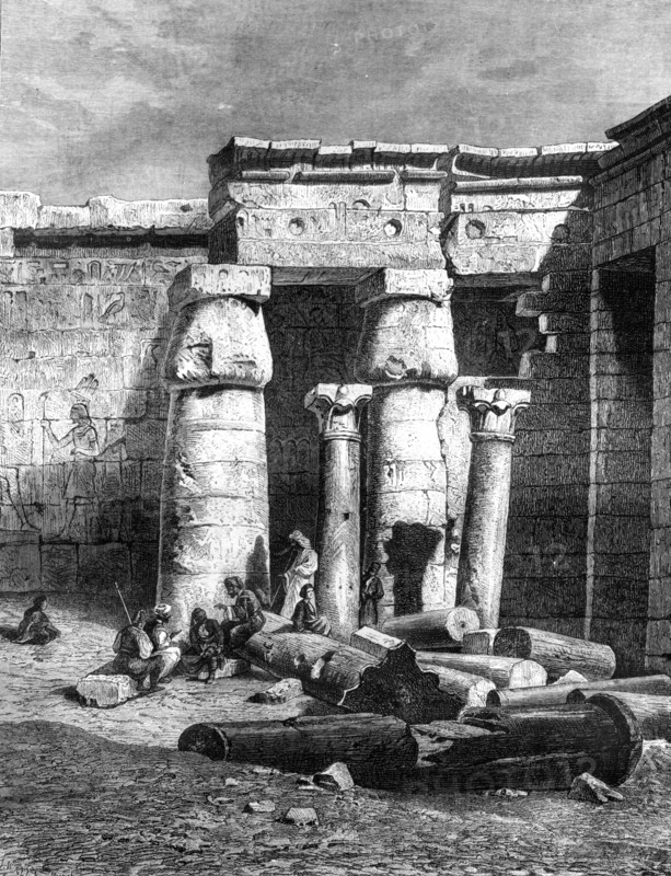 'Court with remainders of a Christian Church, Medinet-Habou', 1881. Artist: Unknown