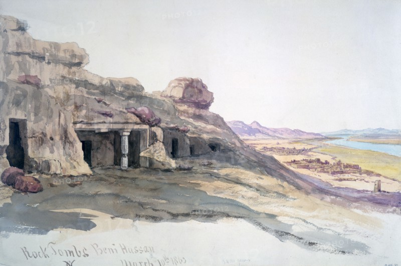 'Rock Tombs, Beni Hassan, 10 March 1863', Egypt, 1863. Artist: Charles Emile de Tournemine