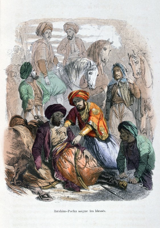'Ibrahim Pasha Looking after the Wounded', 1847. Artist: Etherington