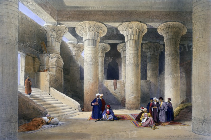 'Interior of the Temple at Esna, Upper Egypt', 1838. Artist: David Roberts