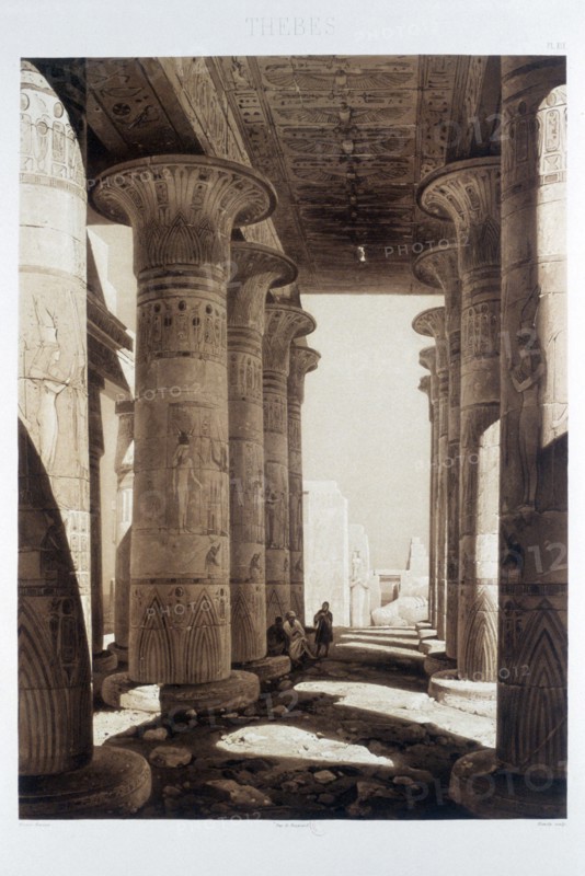 'Hypostyle Hall of the Ramesseum, Thebes', Egypt, 1841. Artist: Himely