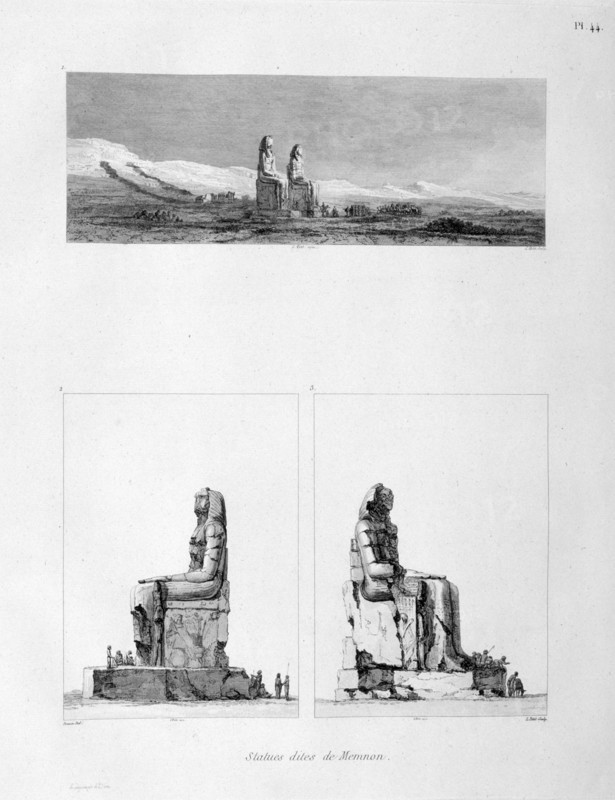 'Statues of Memnon', Thebes, Egypt, c1808. Artist: L Petit